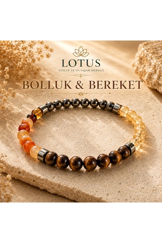 Bolluk & Bereket Doğal Taş Bilekliği Sitrin, Kaplangözü & Pirit