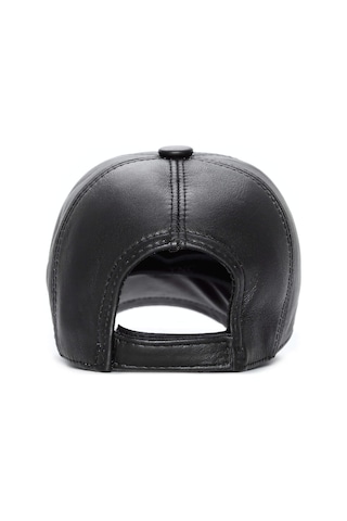 Tamer Tanca Erkek Hakiki Deri Siyah Şapka 524 Emr Beyzbol Sapka Sıyah Siyah