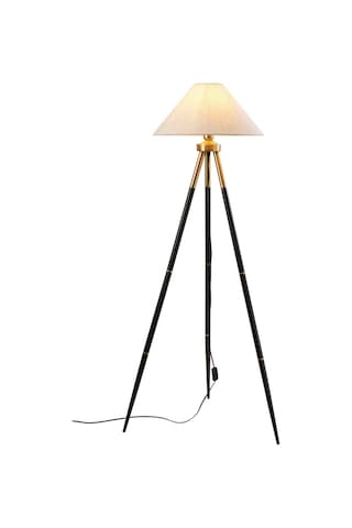 Cosby Siyah-eskitme Kaplamalı Tripod Metal 3 Ayaklı Lambader Krem