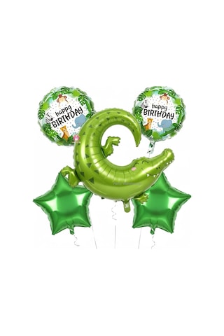 Yüksek Kalite 25 Adet Timsah Safari Konsept Folyo Balon Seti Timsah Folyo Balon Doğum Günü Balonu Yeşil