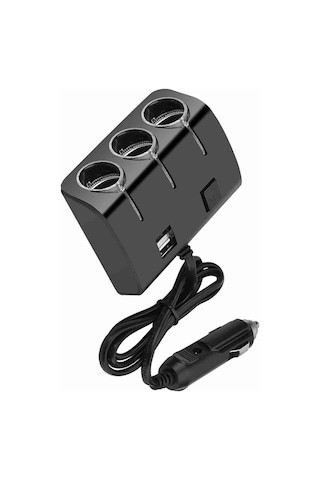 Moveevo Araç Çıgarette Aleti Bölücü 3lü, 2 Usb Portlu Hızlı Şarj, 120w Maksimum Güç, Usb Anahtarı Ve Led Göstergeli, Tüm Araçlar İçin