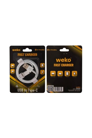 Weko Wk-29908 Beyaz 1 Metre Usb To Type-c Şarj - Data Aktarım Kablosu Standart