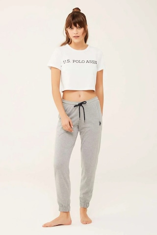 U.S. Polo Assn. Kadın Pamuklu Lastikli Paça Gri Melanj Pijama Altı Gri Melanj