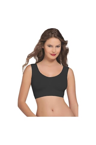 Kadın Siyah Kalın Askılı Seamless Dikişsiz Pedli Büstiyer 12000 Siyah