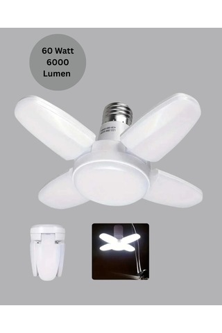 Katlanabilir 4 Kollu Led Ampül 60 Watt 6000 Lumen Beyaz Işık Belirtilmemiş