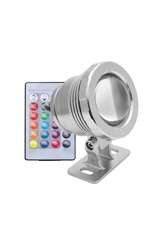 Suofeng 12v Rgb Su Altı Led Işığı 10w 9 Ledli Kumandalı Su Geçirmez Alüminyum Plastik, Plug Yok