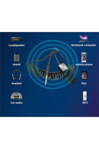Aux Bluetooth Alıcısı Kablosuz Bt Aux Adaptörü Spiral Kablolu