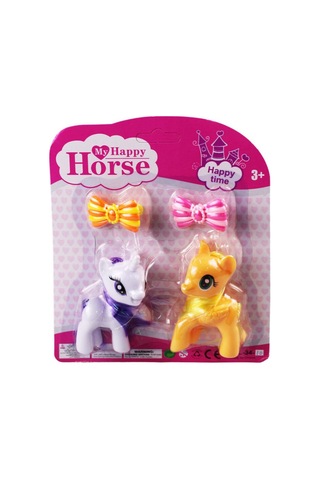 2'li Sevimli Pony Ve Unicorn Figür Oyuncak Seti - Tokalı Aksesuar Hediyeli
