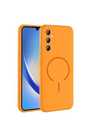 Samsung Uyumlu Galaxy A24 Kılıf Magsafe Destekli Kamera Korumalı Yumuşak Silikon Systemcom Kahverengi