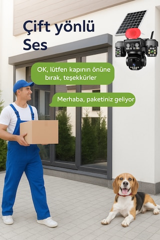 Güneş Enerjili 4g Üç Kameralı Full Hd Güvenlik Kamerası Bulut Depolama+sesli İletişim