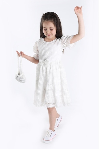 Aden Kids Kız Çocuk Çantalı Elbise BEYAZ