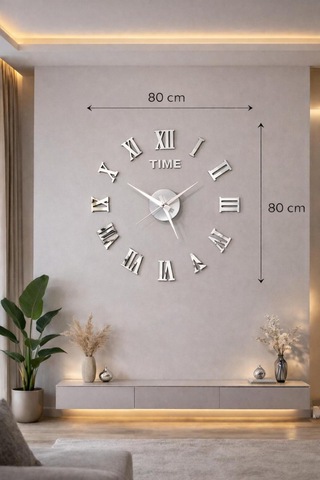 Arliadesign Dekoratif 3d Duvar Saati Pleksi Silver /rakam Boyları 7 X 10 Cm Arkaları Sünger Değildir 3 Mm Mdf