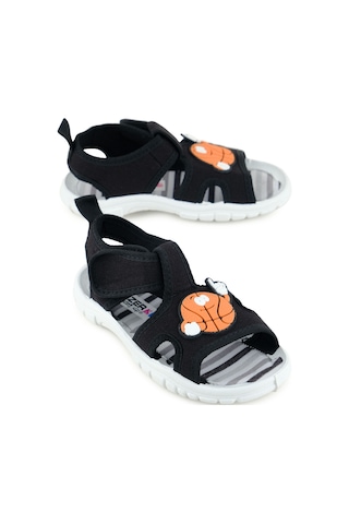 Gezer Erkek Çocuk Yazlık Rahat Taban Tek Cırt Cırtlı Ayarlanabilir Günlük Sandalet Siyah