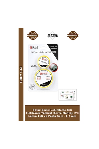 Delux Serisi Lehimleme Kiti Elektronik Tamirat Devre Montajı 2'li Lehim Teli Ve Pasta Seti - 1.2 Mm