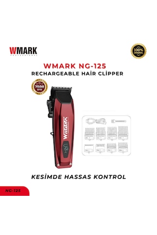 Wmark Ng-125 Şarjlı Kırmızı Saç Kesme Makinesi 7500 Rpm 2000 Mah Ayarlanabilir Profesyonel Clipper 3 saat Wmark Ng-125 Şarjlı Kırmızı Saç Kesme Makinesi 7500 Rpm 2000 Mah Ayarlanabilir Profesyonel Clipper 3 saat