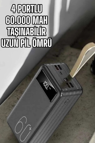 Mey İthalat Powerbank 60.000 Mah Dijital Göstergeli 4 Portlu Taşınabilir Diğer