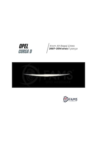 Opel Corsa D Krom Bagaj Alt Çıtası 2007-2014 Arası P.Çelik