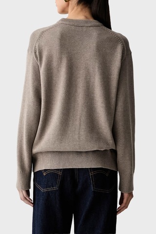 Calvin Klein Logolu % 100 Pamuk Bisiklet Yaka Örme Kazak Lv044g313gts7 Bayan Kazak Lv044g313g Ts7 Kahve