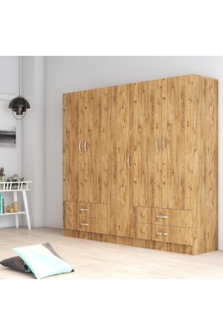 tanmob 5 Kapılı Dört Çekmeceli Geniş Gardrop Çam- Grd0702