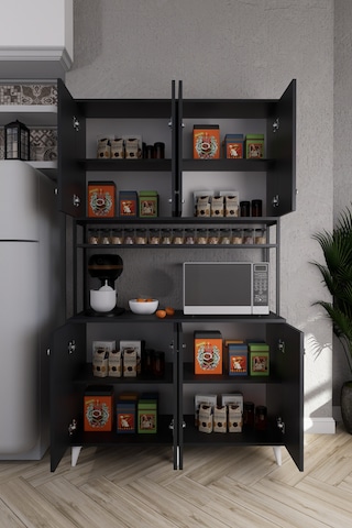 Nexar Kavhe Köşesi 8 Raflı Çok Amaçlı Mutfak Dolabı Antrasit Antrasit