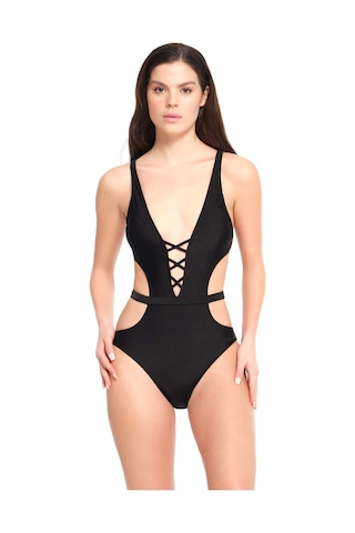 Too Salty Swımwear Kadın Siyah Derin Dekolteli Mayokini 23s107st Siyah