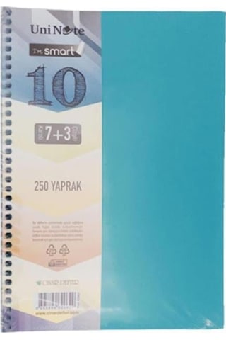 I'am Smart Plastik Kapak 250 Yaprak 7+3 Bölmeli Spiralli A4 Defter