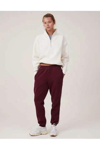 Mbb E-ticaret Kadın 3 İplik Pamuklu Oversize Yarım Fermuarlı Yakalı Basic Sweatshirt - Beyaz