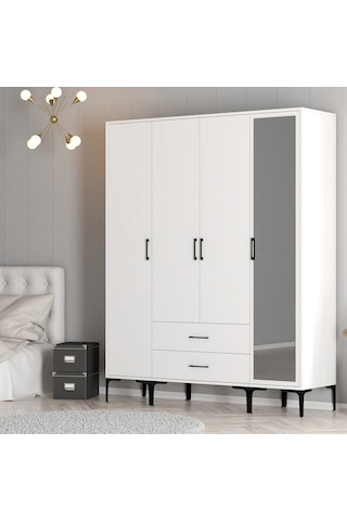 Variant Kumsal 4 Kapılı Str Gardrop - Beyaz / Beyaz