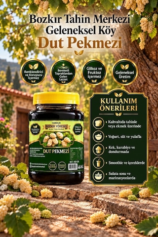Bozkır Tahin Merkezi Dogal & Katkısız Köy Dut Pekmezi 1 KG