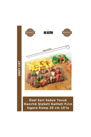 Özel Seri Sebze Tavuk Hazırlık Şişseti Kaliteli Fırın Izgara Kamp 20 Cm 10'lu