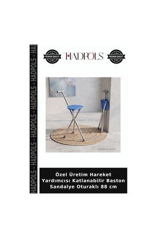 Özel Üretim Hareket Yardımcısı Katlanabilir Baston Sandalye Oturaklı 88 Cm