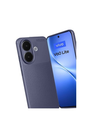 Vivo V60 Lite Uyumlu Kılıf Karbon Tasarım Kamera Korumalı Silikon Telefon Kılıfı Kapak Lacivert
