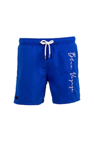 Saks Mavi Su İtici Özellikli Blue Voyage Nakışlı Erkek Plaj Deniz Şort Mayo - 303-saks 001