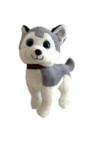 Havlayan Sevimli Peluş Köpek 20 Cm Ayakta Sesli Köpek Peluş - Gri Gri