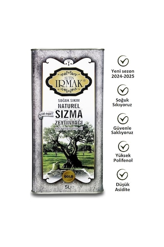 Altın Irmak Özel Harman Yeni Sezon Soğuk Sıkım Natürel Sızma Zeytinyağı 5 L