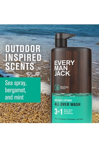 Every Man Jack Sea Salt + Citrus 3 Ü 1 Arada Şampuan Saç Kremi Ve Duş Jeli 852ml Tüm Saç Tipleri