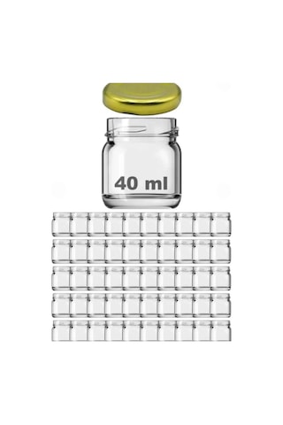 50 Adet Metal Gold Kapaklı Cam Mini Kavanoz 40 Cc Kına Düğün Söz Nişan Hediyeliği Şeffaf-gold