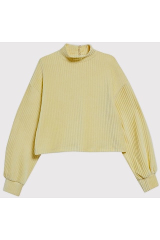 Kids Girl Dik Yaka Kadife Sarı Sweatshirt Sarı