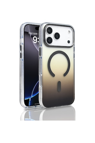 Subutu Apple Uyumlu iPhone 17 Pro Max Kılıf M-safe Şarj Özellikli Transparan Renk Geçişli Sbt Toros Kapak - Gri Gri