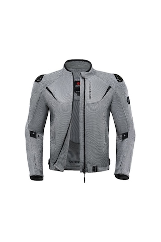 Motoanl Motosiklet Yazlık Mont Tam Fileli Çelik Omuz Korumalı Mesh Motorcu Montu Grey