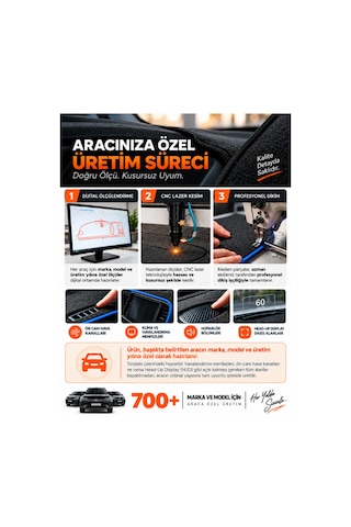 Fiat Fiorino 2007-2026 Uyumlu Ön Torpido Koruma Kılıfı Halısı Koruyucu Örtüsü - Siyah Mavi