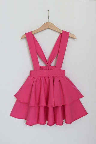 Kız Çocuk Helen Pembe Askılı Kat Kat Bağlama Jile Elbise