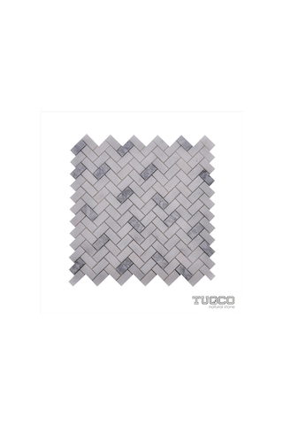 TUQCO Doğaltaş Herringbone Muğla B. Gümüş Honlu Mermer Mozaik