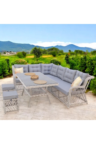 Serena X Rehome Rattan İki Puflu L Köşe Takımı 111