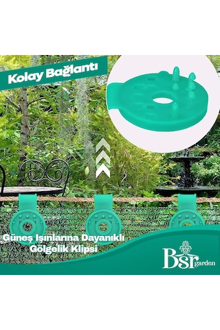 Bsr Garden Yeşil Uv Katkılı Gölgelik Klipsi 50 Adet