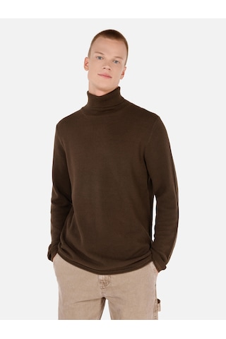 Colins Regular Fit Turtle Neck Kahverengi Erkek Kazak Cl1064879 Kahverengi