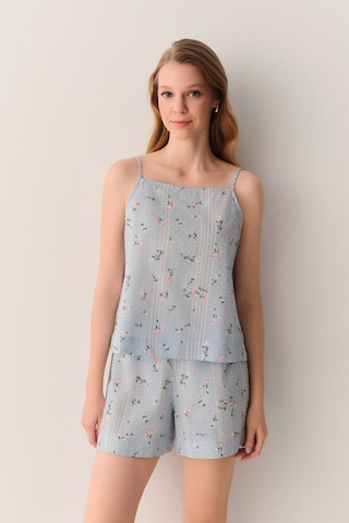 Suwen Pretty Pamuklu Atlet Şort Pijama Takımı Sh26536667956 Mavi