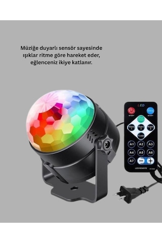 Rgb - 462 - Led Disko Küresi 7 Modlu - Dpmıx-hb - Uzaktan Kumandalı Yeşil