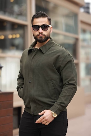 Unisex Yeni Sezon Kapitone Dolgulu Oversize Vintage Haki Çzgl