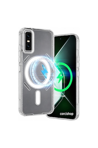 Infinix Gt 30 Pro 5g / Infinix Gt 30 5g Uyumlu Kılıf Sararmaz Kamera Korumalı Magsafe Mika Sert Parlak Şeffaf Kapak Beyaz